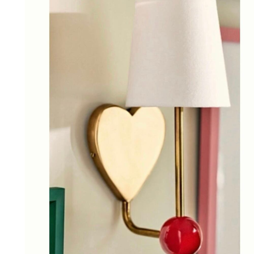 Anthropologie Quinn Heart Brass Enameled Wall Sconce Light NIB New In Box Rare